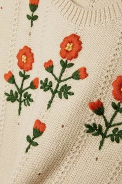 GUCCI Pullover Aus Einer Woll-Baumwollmischung In Pointelle-Strick Mit Stickereien ,Elfenbein -Gucci Verkäufe w920 q60 2407