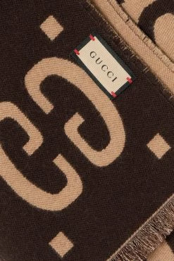 GUCCI Schal Aus Jacquard Aus Einer Woll-Seidenmischung Mit Fransen ,Beige -Gucci Verkäufe w920 q60 2410