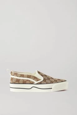 GUCCI Tennis 1977 Slip-ons Aus Bedrucktem Canvas ,Beige