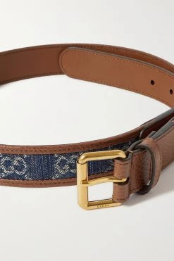GUCCI Gürtel Aus Strukturiertem Leder Und Denim ,Braun -Gucci Verkäufe w920 q60 2417