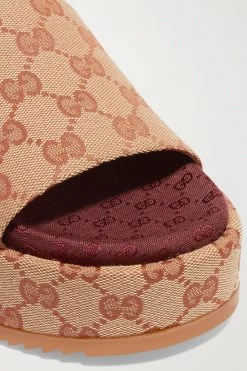 GUCCI Angelina Pantoletten Aus Beschichtetem Canvas Mit Logomuster Und Plateau ,Beige -Gucci Verkäufe w920 q60 2421