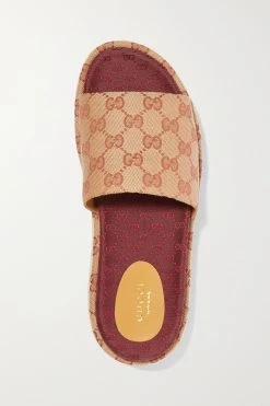 GUCCI Angelina Pantoletten Aus Beschichtetem Canvas Mit Logomuster Und Plateau ,Beige -Gucci Verkäufe w920 q60 2422