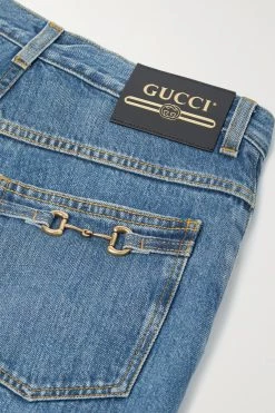 GUCCI Hoch Sitzende Jeans Mit Geradem Bein Und Horsebit-Details ,Mittelblauer Denim -Gucci Verkäufe w920 q60 2433