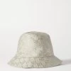 GUCCI Fischerhut Aus Jacquard Aus Einer Wollmischung In Metallic-Optik ,Weiß