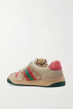 GUCCI Screener Sneakers Aus Canvas Und Distressed-Leder Mit Jacquard-Logomuster ,Beige -Gucci Verkäufe w920 q60 2444