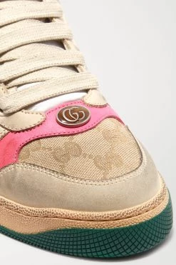 GUCCI Screener Sneakers Aus Canvas Und Distressed-Leder Mit Jacquard-Logomuster ,Beige -Gucci Verkäufe w920 q60 2445