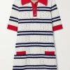 GUCCI Love Parade Gestreiftes Minikleid Aus Baumwolle In Pointelle-Strick ,Creme