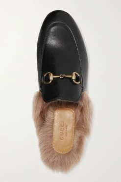 GUCCI Princetown Slippers Aus Leder Mit Shearling-Futter Und Horsebit-Detail ,Schwarz -Gucci Verkäufe w920 q60 2455