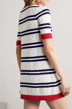 GUCCI Love Parade Gestreiftes Minikleid Aus Baumwolle In Pointelle-Strick ,Creme -Gucci Verkäufe w920 q60 247