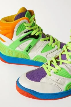 GUCCI Basket Sneakers Aus Kunstleder Und Mesh Mit Gummibesätzen ,Grün -Gucci Verkäufe w920 q60 2476