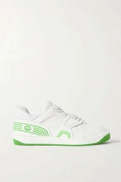 GUCCI Basket Sneakers Aus Kunstleder, Canvas Und Mesh Mit Gummibesätzen ,Weiß