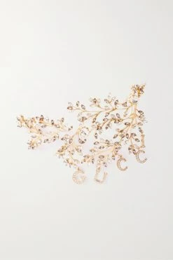 GUCCI Goldfarbene Brosche Mit Kristallen
