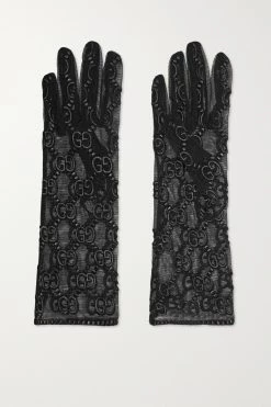 GUCCI Handschuhe Aus Besticktem Tüll ,Schwarz