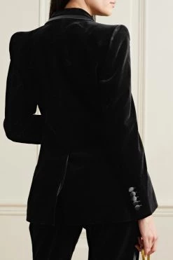 GUCCI Aria Blazer Aus Samt Aus Einer Baumwollmischung Mit Seidenbesatz ,Schwarz -Gucci Verkäufe w920 q60 2497