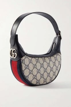 GUCCI Ophidia Mini Schultertasche Aus Beschichtetem Canvas Mit Print, Besätzen Aus Strukturiertem Leder Und Webstreifen ,Blau
