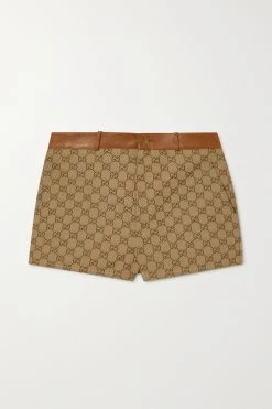 Gucci Verkäufe 15 GUCCI Aria Shorts Aus Canvas Aus Einer Baumwollmischung Mit Jacquard-Muster Und Lederbesätzen ,Camel