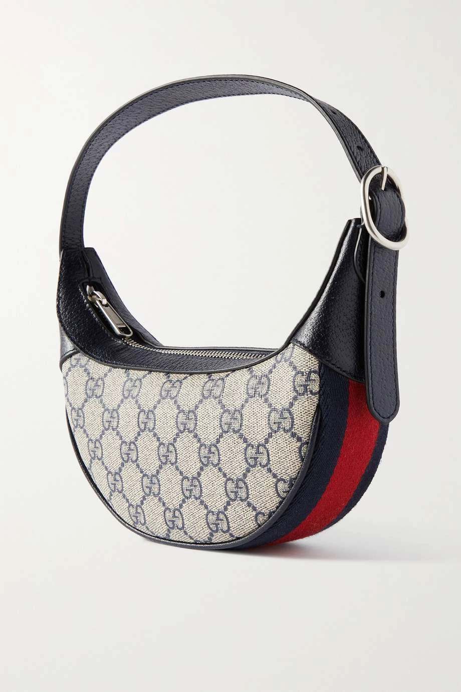 GUCCI Ophidia Mini Schultertasche Aus Beschichtetem Canvas Mit Print, Besätzen Aus Strukturiertem Leder Und Webstreifen ,Blau 3 GUCCI Ophidia Mini Schultertasche Aus Beschichtetem Canvas Mit Print, Besätzen Aus Strukturiertem Leder Und Webstreifen ,Blau – Bild 3