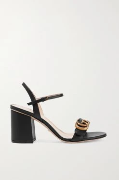 Gucci Verkäufe 35 GUCCI Marmont Sandalen Aus Leder Mit Logoverzierung ,Schwarz