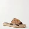 GUCCI Pilar Pantoletten Aus Canvas Mit Logomuster, Lederbesätzen Und Verzierung ,Beige