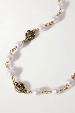 GUCCI Kette Mit Kunstperlen Und Goldfarbenem Detail -Gucci Verkäufe w920 q60 2554