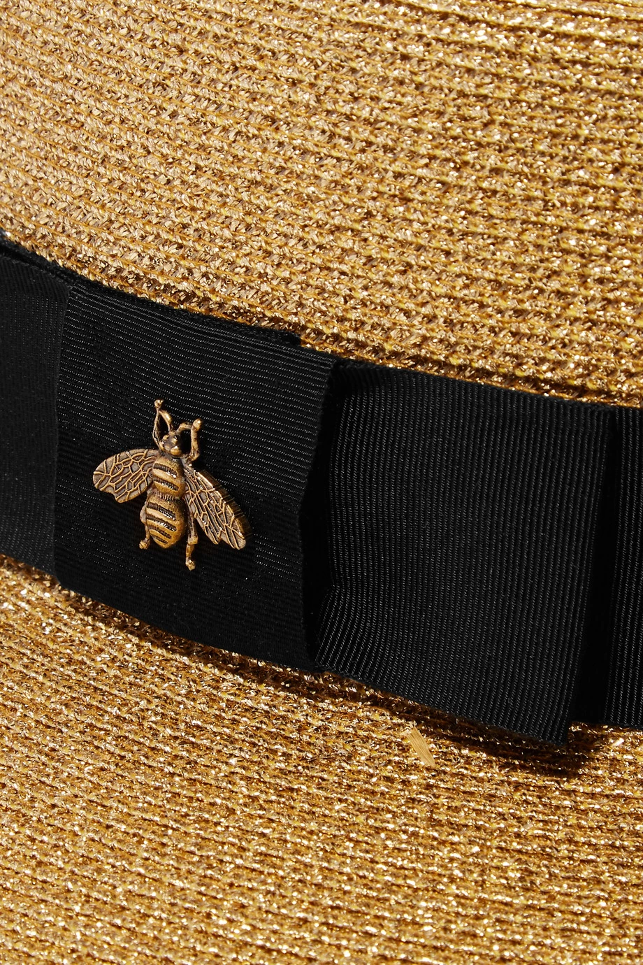 GUCCI Hut Aus Stroh Mit Glitter-Finish Und Ripsbandbesatz ,Gold 3 GUCCI Hut Aus Stroh Mit Glitter-Finish Und Ripsbandbesatz ,Gold – Bild 3