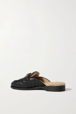 GUCCI Marmont Slippers Aus Gestepptem Leder Mit Shearling-Futter ,Schwarz -Gucci Verkäufe w920 q60 2602