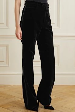 GUCCI Hose Mit Geradem Bein Aus Samt Aus Stretch-Baumwolle Mit Seidenbesätzen ,Schwarz -Gucci Verkäufe w920 q60 2607