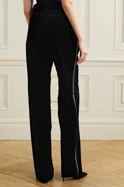 GUCCI Hose Mit Geradem Bein Aus Samt Aus Stretch-Baumwolle Mit Seidenbesätzen ,Schwarz -Gucci Verkäufe w920 q60 2608