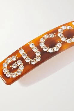 GUCCI Haarspange Aus Harz Mit Kristallen ,Braun -Gucci Verkäufe w920 q60 2614