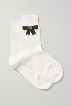 GUCCI Socken Aus Einer Baumwollmischung Mit Schleife ,Weiß