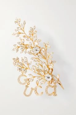 GUCCI Einzelner Goldfarbener Ohrclip Mit Kristallen