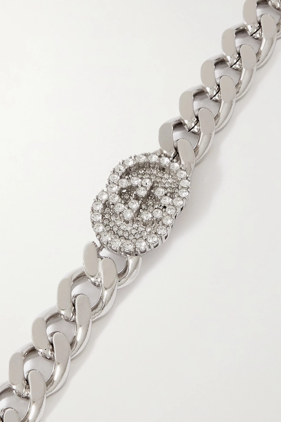 GUCCI Silberfarbene Kette Mit Kristallen 3 GUCCI Silberfarbene Kette Mit Kristallen – Bild 3