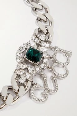 GUCCI Silberfarbene Kette Mit Kristallen 7 GUCCI Silberfarbene Kette Mit Kristallen -Gucci Verkäufe w920 q60 2629