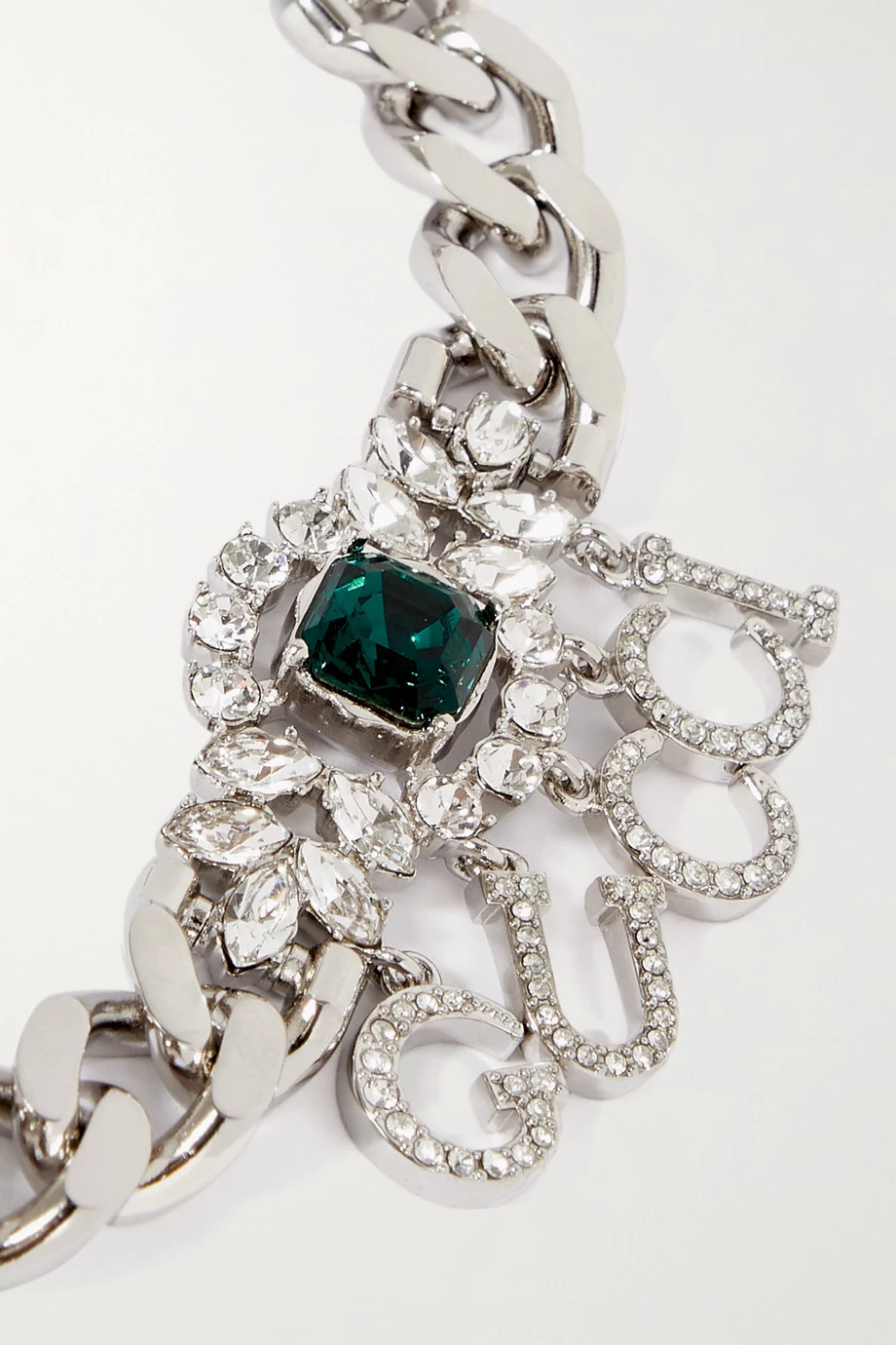 GUCCI Silberfarbene Kette Mit Kristallen 4 GUCCI Silberfarbene Kette Mit Kristallen – Bild 4