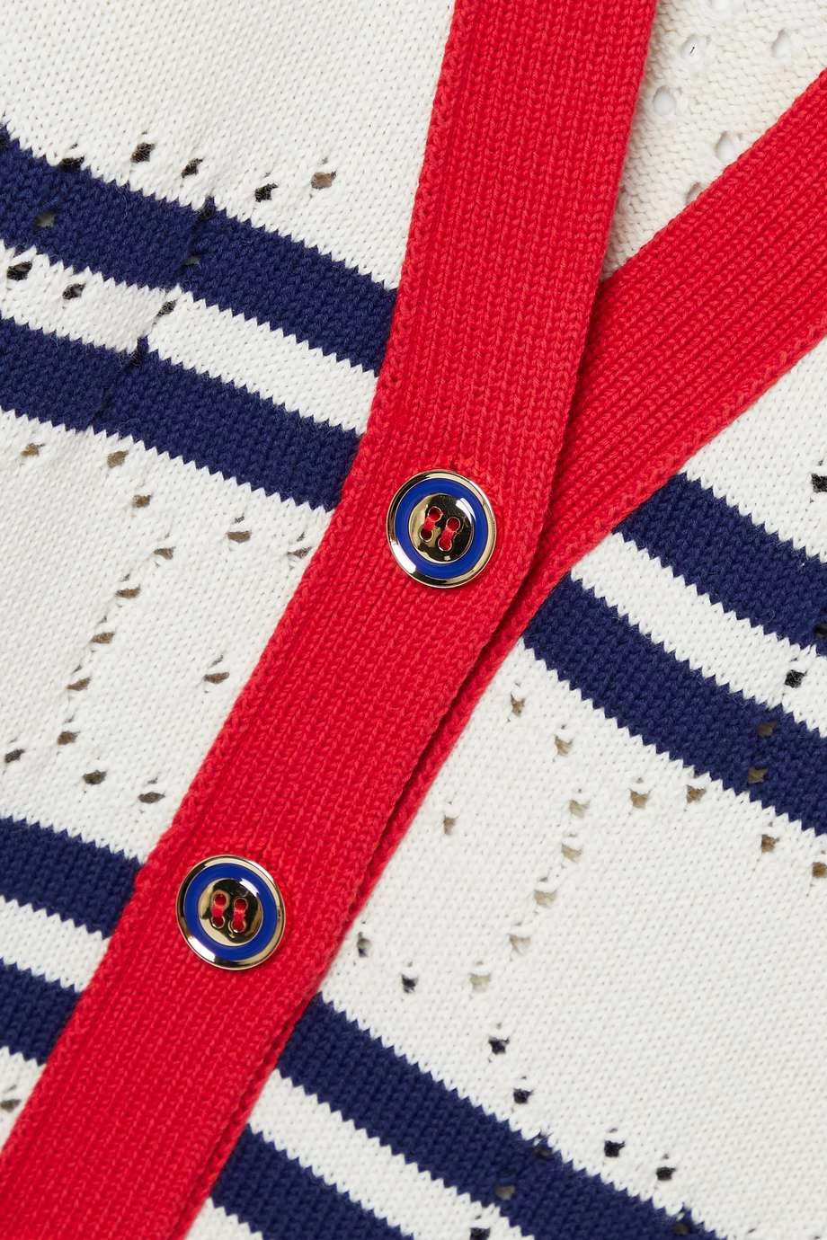 GUCCI Love Parade Gestreifter Cardigan Aus Baumwolle In Pointelle-Strick ,Creme 4 GUCCI Love Parade Gestreifter Cardigan Aus Baumwolle In Pointelle-Strick ,Creme – Bild 4