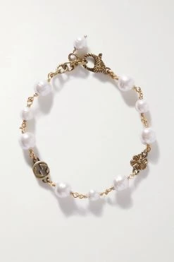 GUCCI Goldfarbenes Armband Mit Kunstperlen