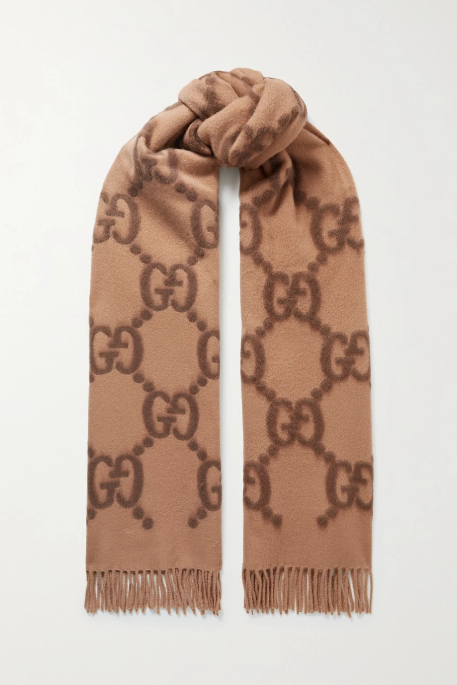 GUCCI Schal Aus Woll-Jacquard Mit Fransen ,Camel 1 GUCCI Schal Aus Woll-Jacquard Mit Fransen ,Camel