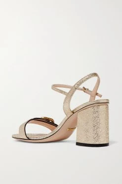 GUCCI Marmont Sandalen Aus Craquelé-Leder In Metallic-Optik Mit Logoverzierung ,Gold -Gucci Verkäufe w920 q60 2665