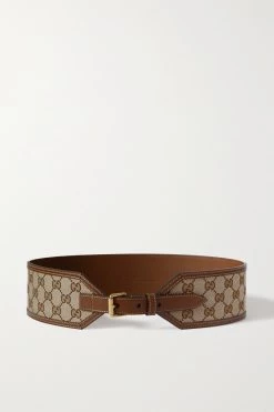 GUCCI Taillengürtel Aus Beschichtetem Canvas Mit Print Und Besätzen Aus Strukturiertem Leder ,Beige