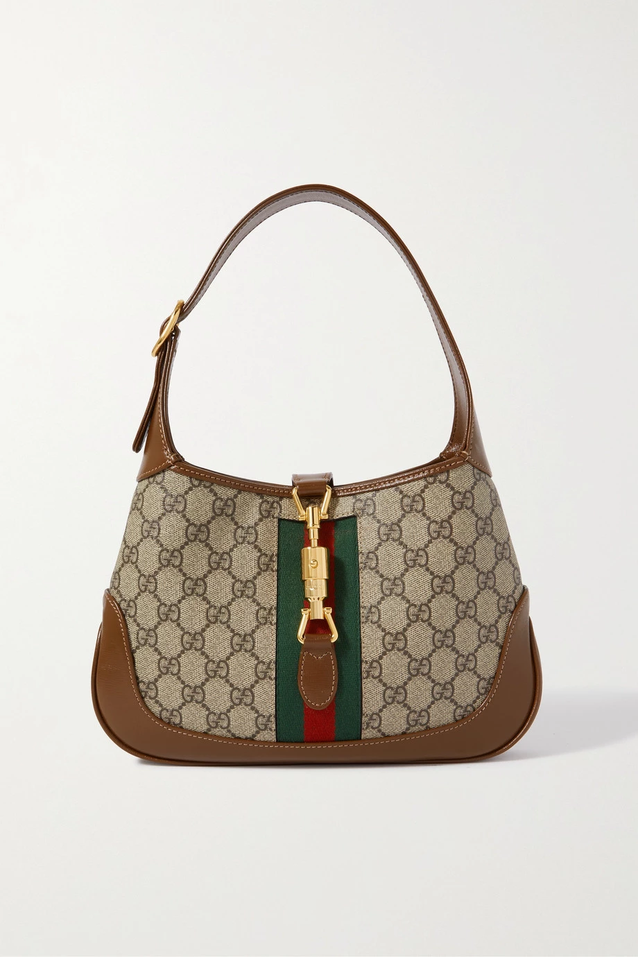 GUCCI Jackie 1961 Kleine Schultertasche Aus Beschichtetem Canvas Und Leder Mit Webband ,Beige 1 GUCCI Jackie 1961 Kleine Schultertasche Aus Beschichtetem Canvas Und Leder Mit Webband ,Beige