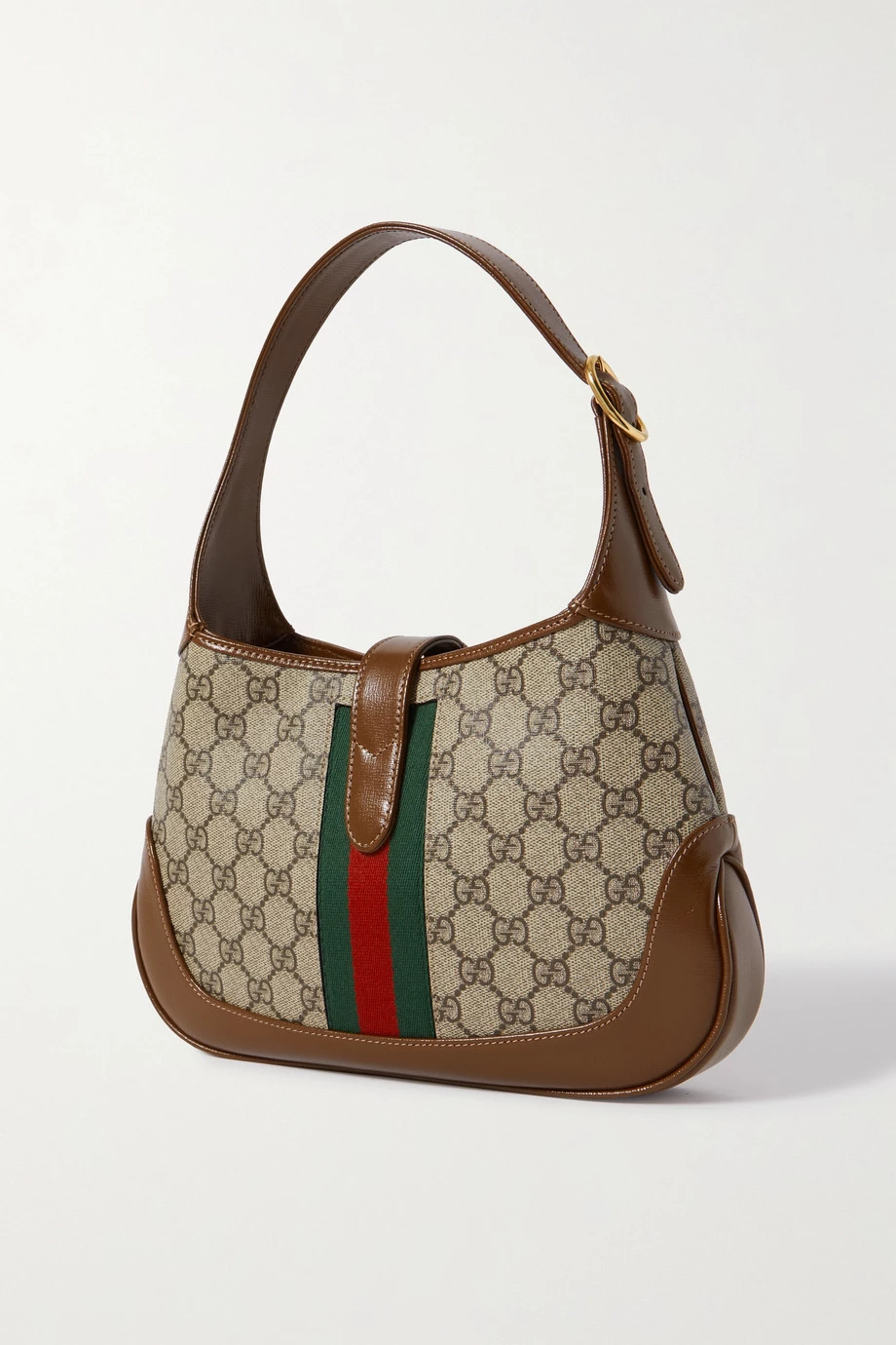 GUCCI Jackie 1961 Kleine Schultertasche Aus Beschichtetem Canvas Und Leder Mit Webband ,Beige 3 GUCCI Jackie 1961 Kleine Schultertasche Aus Beschichtetem Canvas Und Leder Mit Webband ,Beige – Bild 3