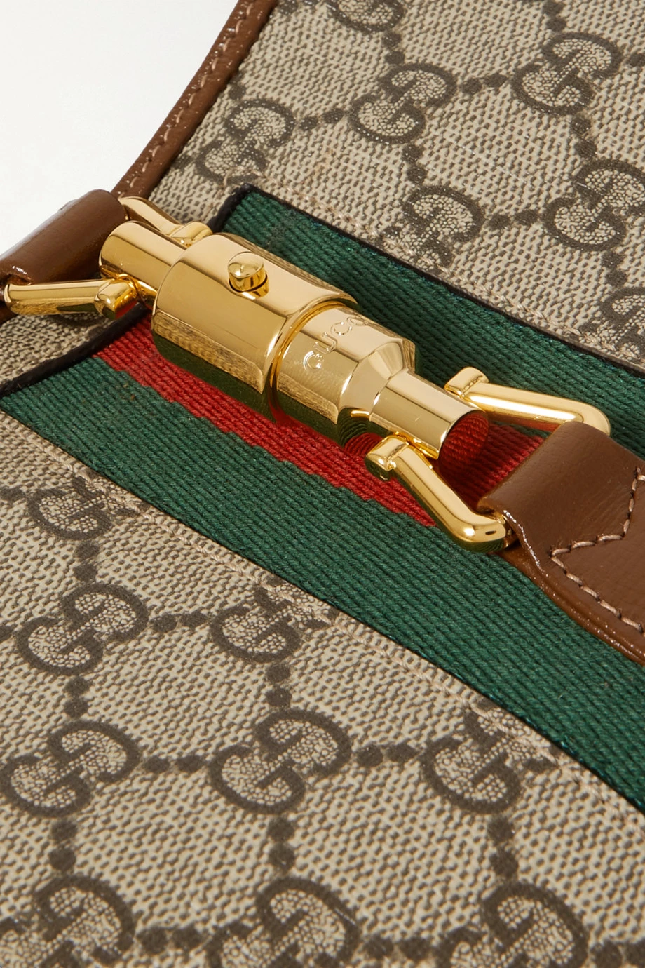 GUCCI Jackie 1961 Kleine Schultertasche Aus Beschichtetem Canvas Und Leder Mit Webband ,Beige 4 GUCCI Jackie 1961 Kleine Schultertasche Aus Beschichtetem Canvas Und Leder Mit Webband ,Beige – Bild 4