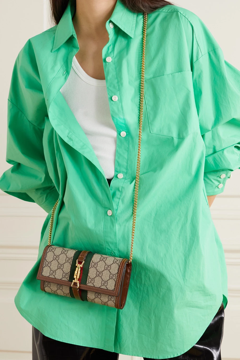 GUCCI Jackie 1961 Bedruckte Schultertasche Aus Beschichtetem Canvas Mit Webband Und Lederbesätzen ,Braun 2 GUCCI Jackie 1961 Bedruckte Schultertasche Aus Beschichtetem Canvas Mit Webband Und Lederbesätzen ,Braun – Bild 2