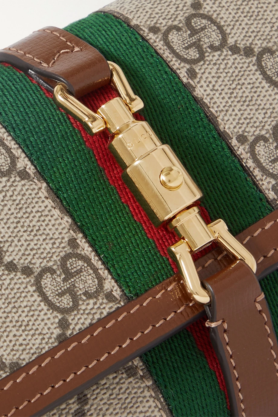 GUCCI Jackie 1961 Bedruckte Schultertasche Aus Beschichtetem Canvas Mit Webband Und Lederbesätzen ,Braun 4 GUCCI Jackie 1961 Bedruckte Schultertasche Aus Beschichtetem Canvas Mit Webband Und Lederbesätzen ,Braun – Bild 4