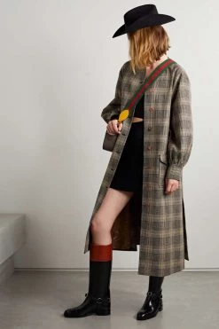 GUCCI Love Parade Mantel Aus Kariertem Tweed Aus Einer Woll-Baumwollmischung ,Schwarz -Gucci Verkäufe w920 q60 270