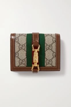 GUCCI Jackie 1961 Portemonnaie Aus Bedrucktem Canvas Mit Besätzen Aus Strukturiertem Leder Und Webband ,Braun