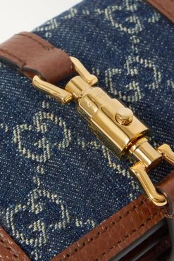 GUCCI Jackie 1961 Portemonnaie Aus Bio-Denim Mit Jacquard-Muster Und Besätzen Aus Strukturiertem Leder ,Blau -Gucci Verkäufe w920 q60 2719