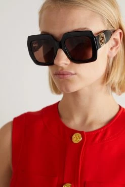 GUCCI EYEWEAR Oversized-Sonnenbrille Mit Eckigem Rahmen Aus Azetat Mit Goldfarbenen Details ,Schwarz 9 GUCCI EYEWEAR Oversized-Sonnenbrille Mit Eckigem Rahmen Aus Azetat Mit Goldfarbenen Details ,Schwarz -Gucci Verkäufe w920 q60 2735