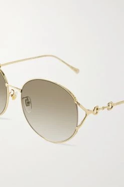 GUCCI EYEWEAR Goldfarbene Oversized-Sonnenbrille Mit Rundem Rahmen Und Horsebit-Details 8 GUCCI EYEWEAR Goldfarbene Oversized-Sonnenbrille Mit Rundem Rahmen Und Horsebit-Details -Gucci Verkäufe w920 q60 2739