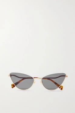 GUCCI EYEWEAR Goldfarbene Sonnenbrille Mit Cat-Eye-Rahmen